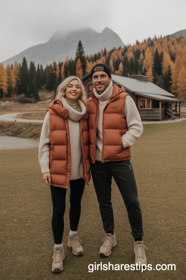 Puffer Vests and Scarves