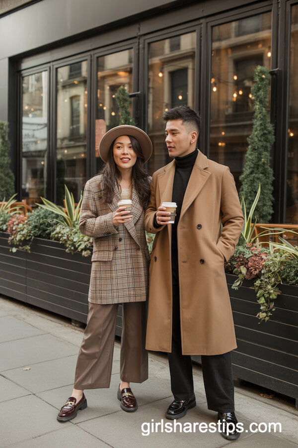 Plaid Blazers and Wide-Leg Pants