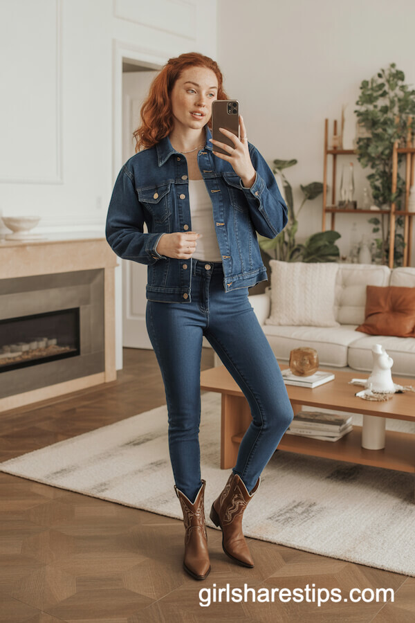 Matching Dark-Wash Denim Jacket & Jeans