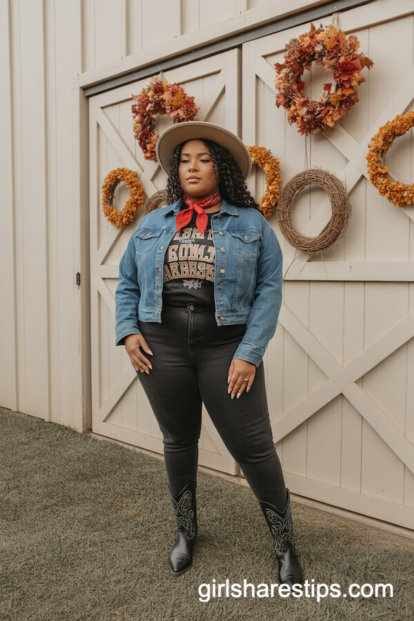 Denim Jacket with Red Bandana Pop