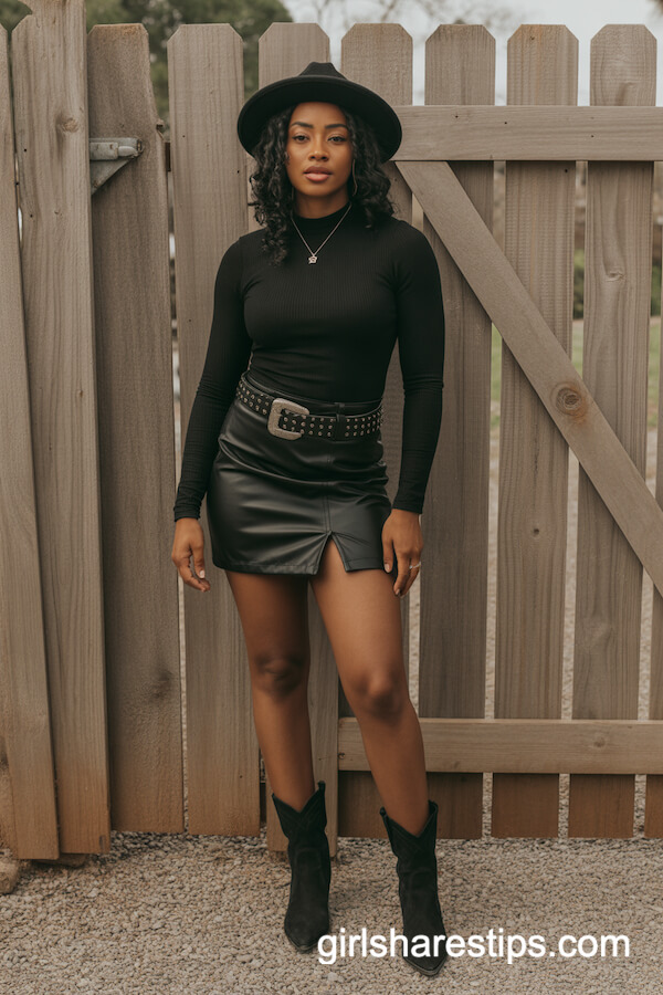All-Black Leather Mini & Studded Belt