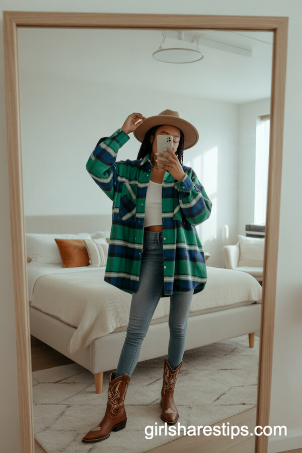 Oversized Flannel & Skinny Jeans