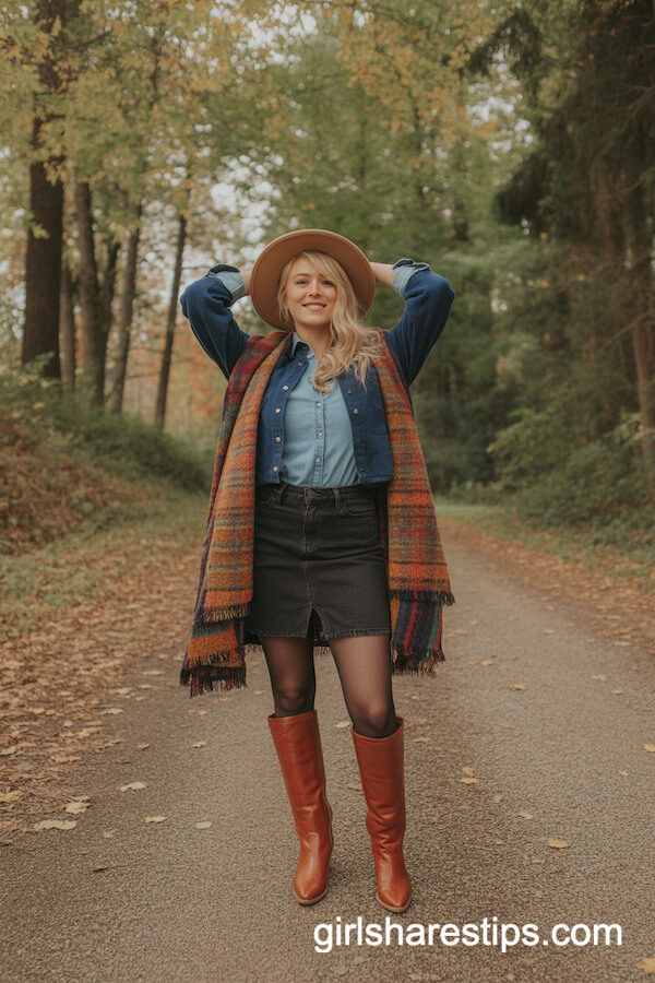 Navy Denim Jacket & Dark Denim Skirt