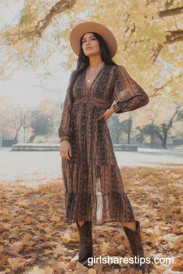 Patterned Maxi Dress & Western Boots