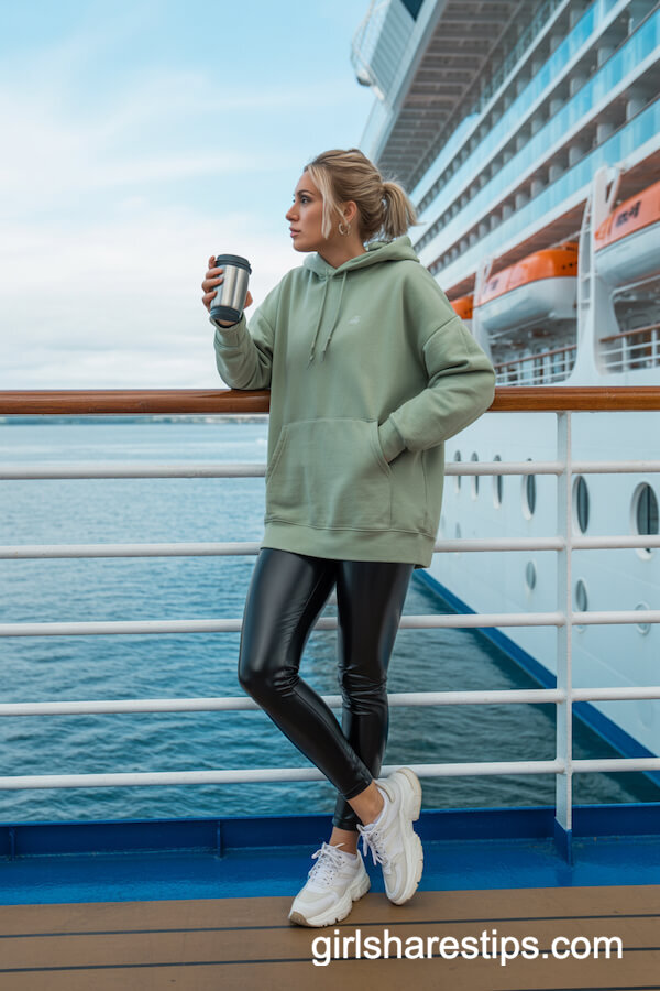Casual Sage Green Hoodie