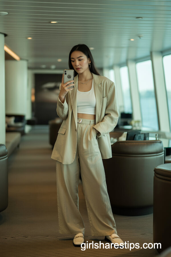 Chic Beige Linen Suit