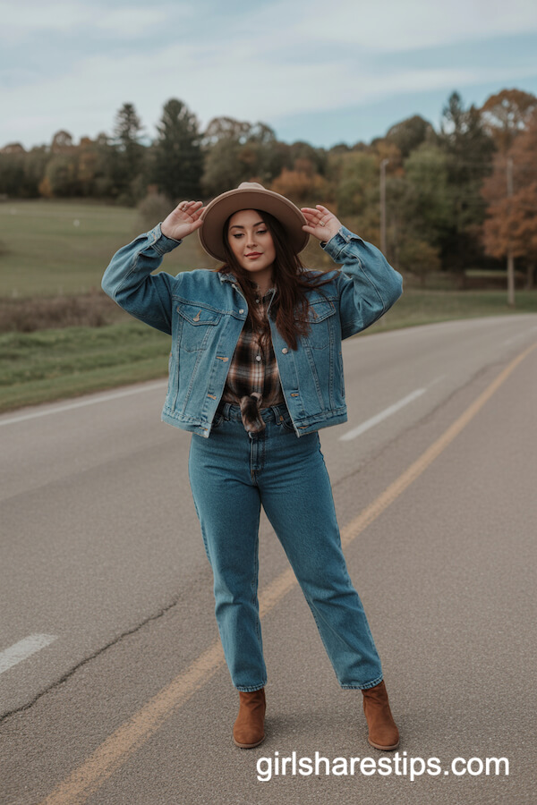 Classic Denim Jacket with Straight-Leg Jeans