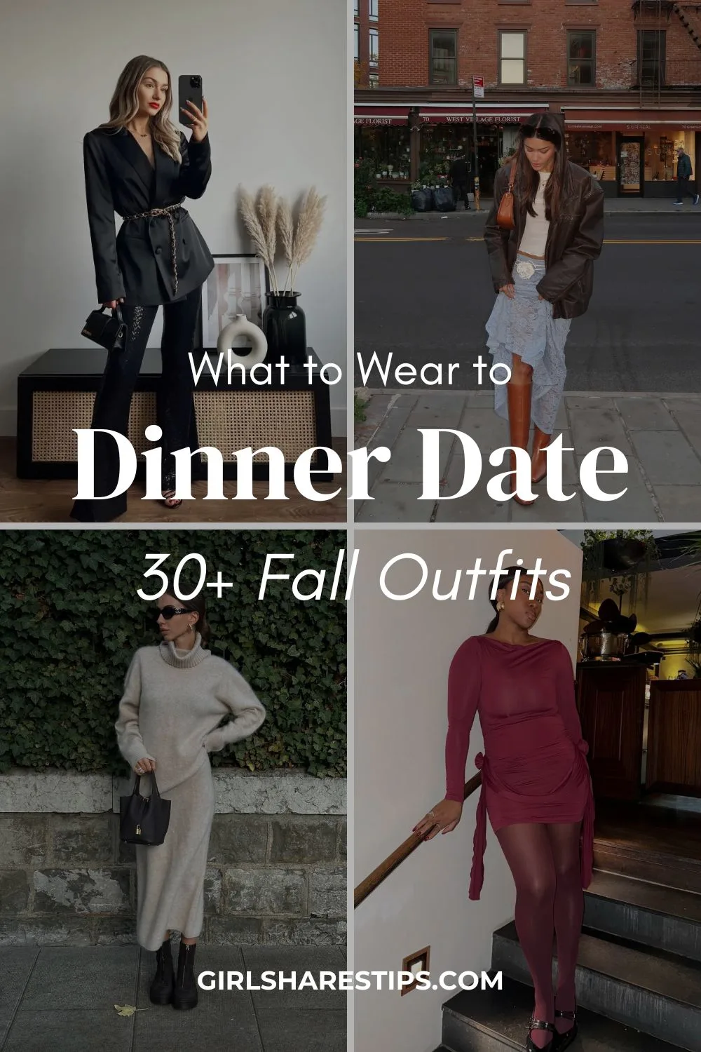 fall dinner date outfit ideas collage