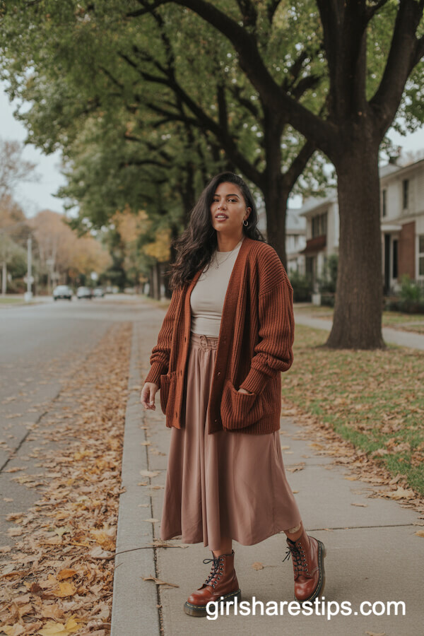Chunky Cardigan & Long Skirt Outfit