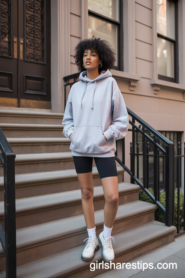 Hoodie & Biker Shorts Casual Style