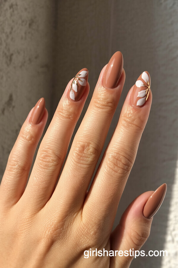 Matte blossom almond nails