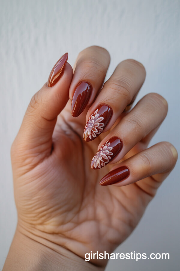 Rust chrysanthemum pointed nails