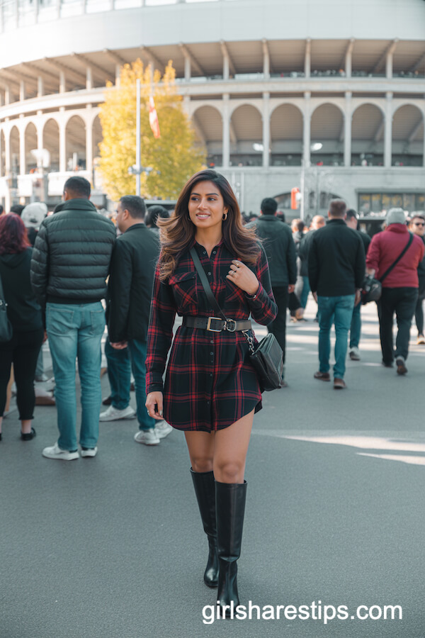 Black and Red Flannel Shirt Dress