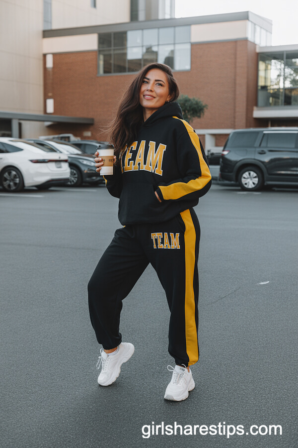 Black and Gold Team Sweatsuit Set