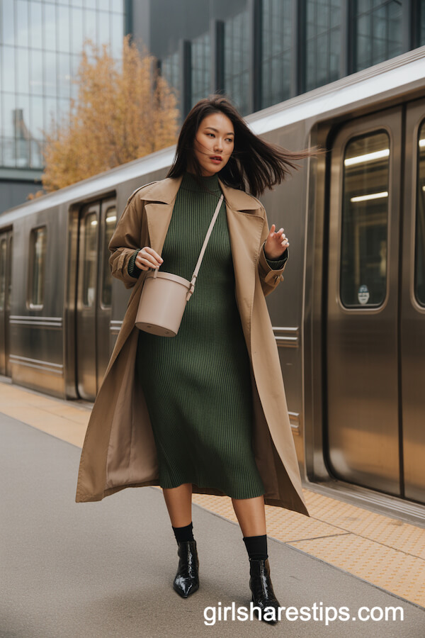 Brown Faux Fur Coat with Flared Velvet Pants
