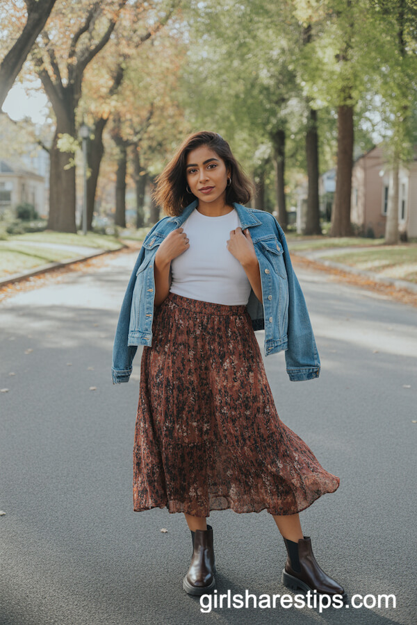 Red Wool Coat with Ripped Jeans and Ankle Boots