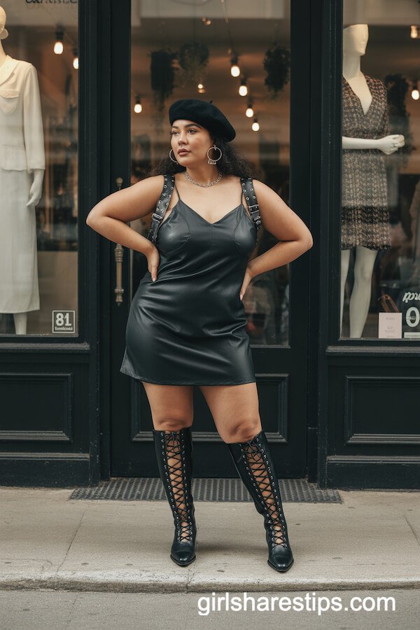 Mini Slip Dress with Leather Harness