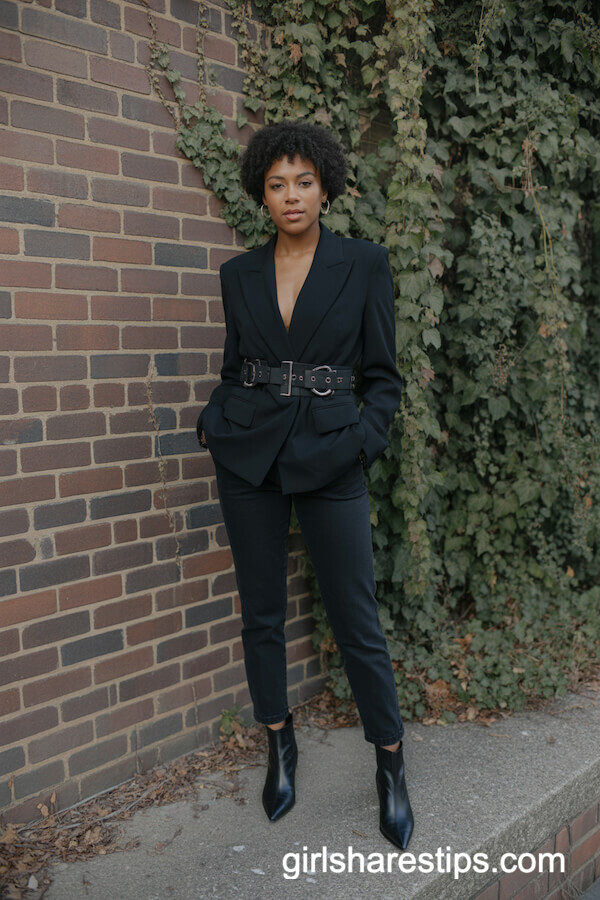 Tailored Blazer with Harness Belt