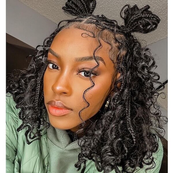 Curly Space Buns Half-Up
