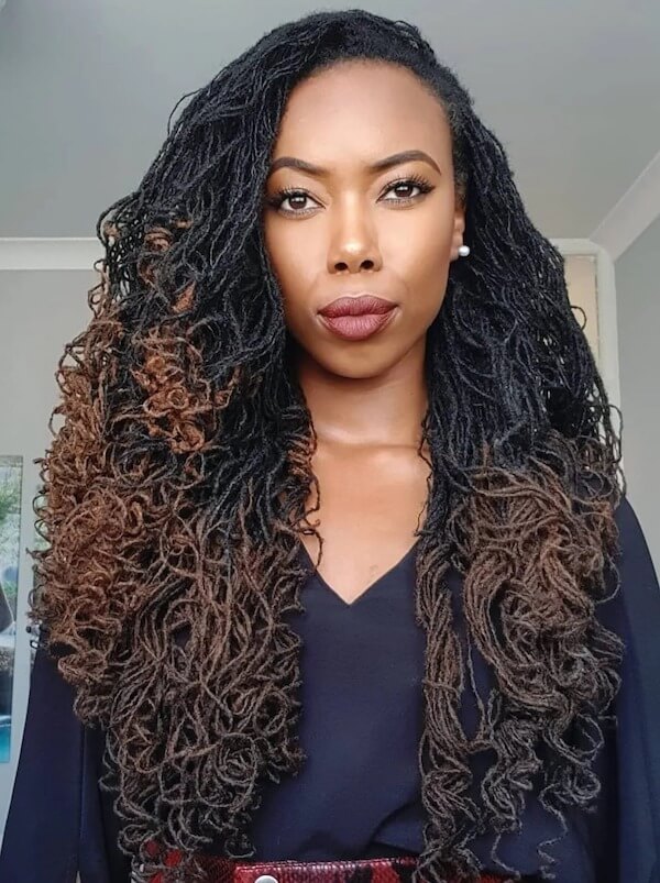 Curly Ombre Goddess Locs