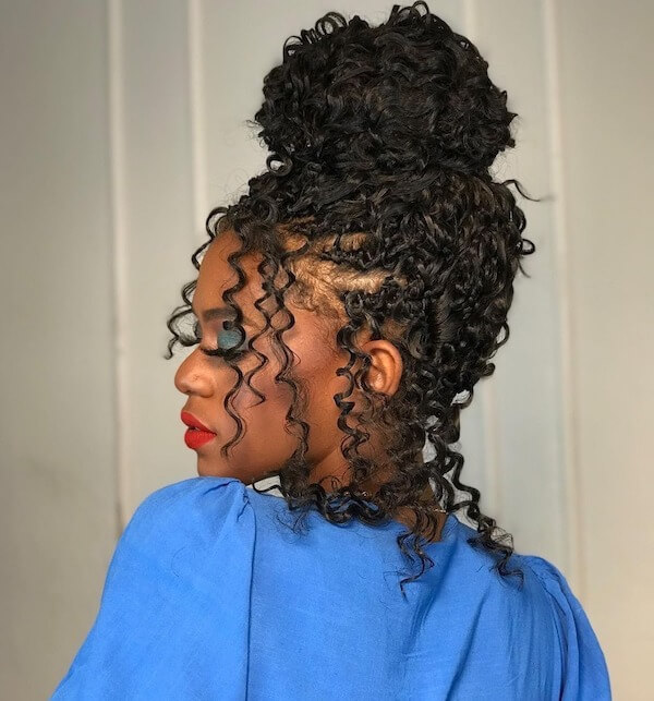 Curly Braided High Bun