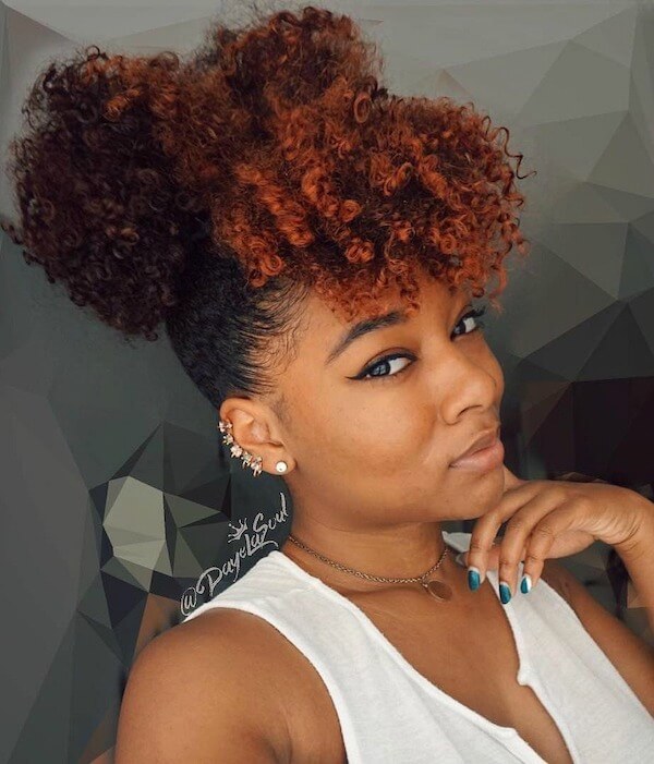 Natural Puff with Curly Bangs