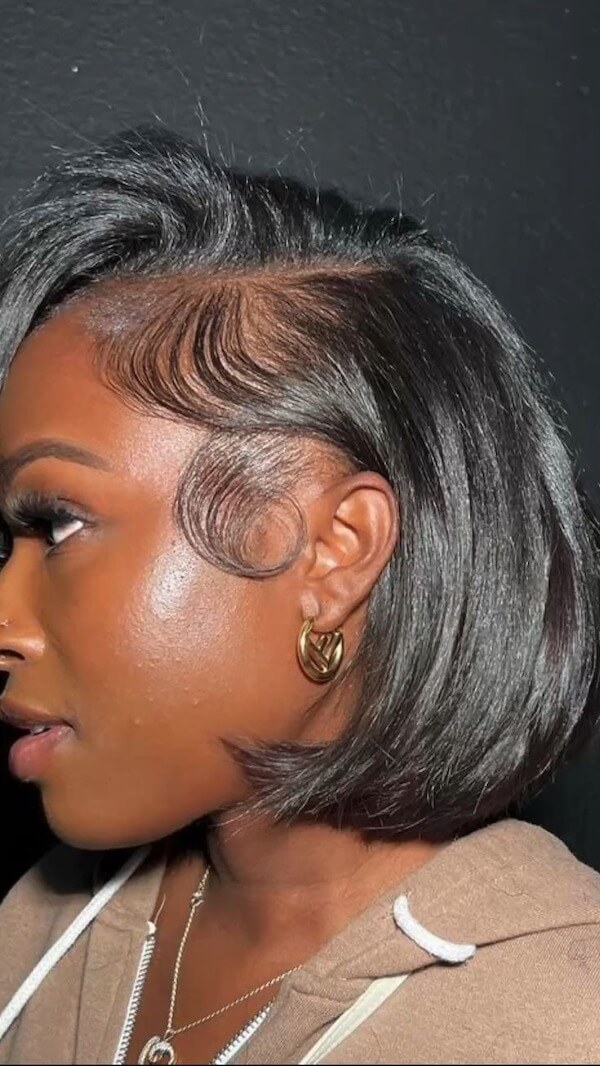 Sleek Side Part Bob with Laid Edges