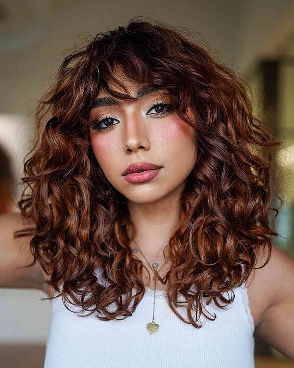 Curly Shag with Curtain Bangs