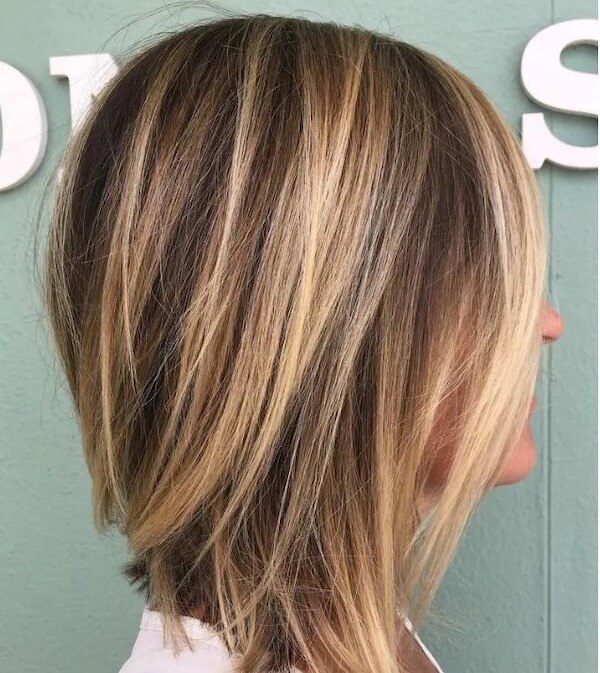 Angled Blonde Lob with Highlights