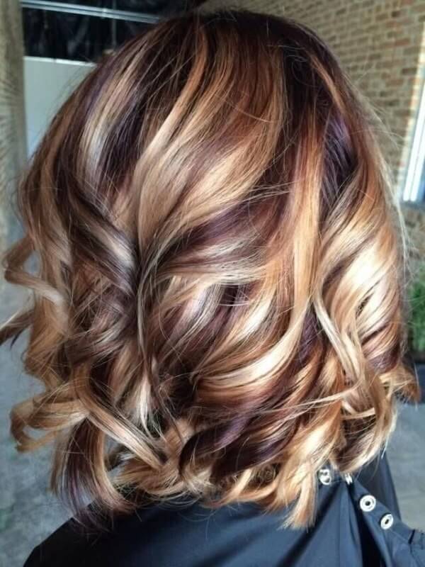 Curly Copper Balayage Bob