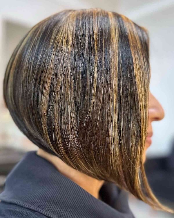 Angled Bob with Caramel Highlights