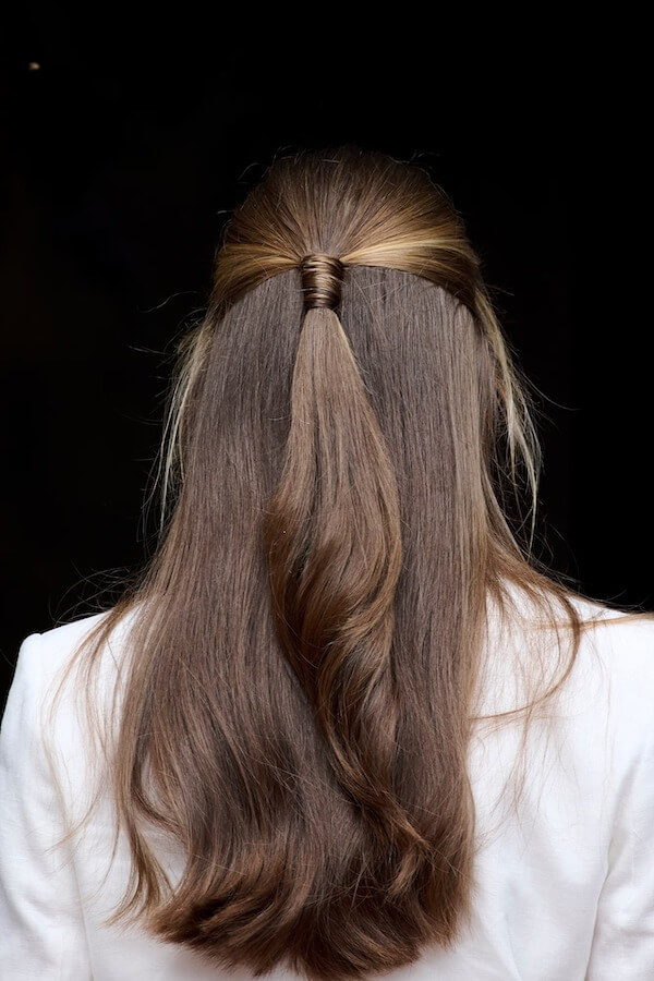 Half-Up Straight Hair with Wrapped Detail