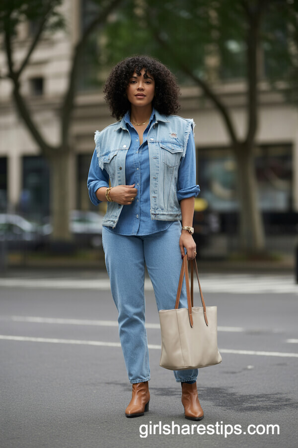 Chambray Shirt Straight-Leg Jeans