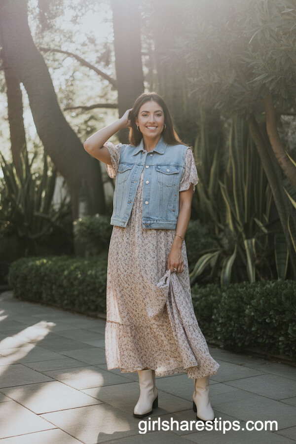 Floral Maxi Dress with Cream Booties