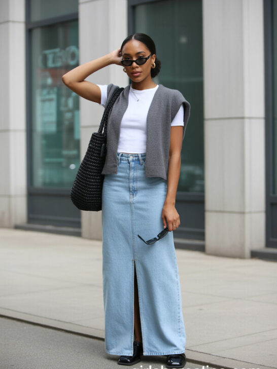21 Effortless Long Jean Skirt Outfits for Fall Every Woman Will Love