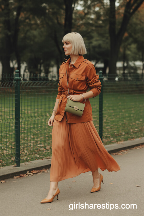 Utility Jacket Chiffon Maxi Skirt