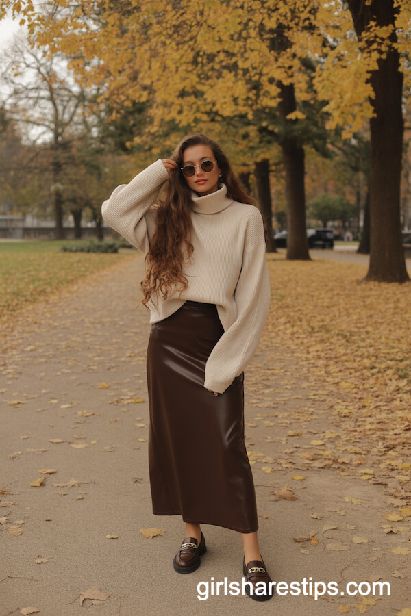 Turtleneck Sweater Straight Maxi Skirt