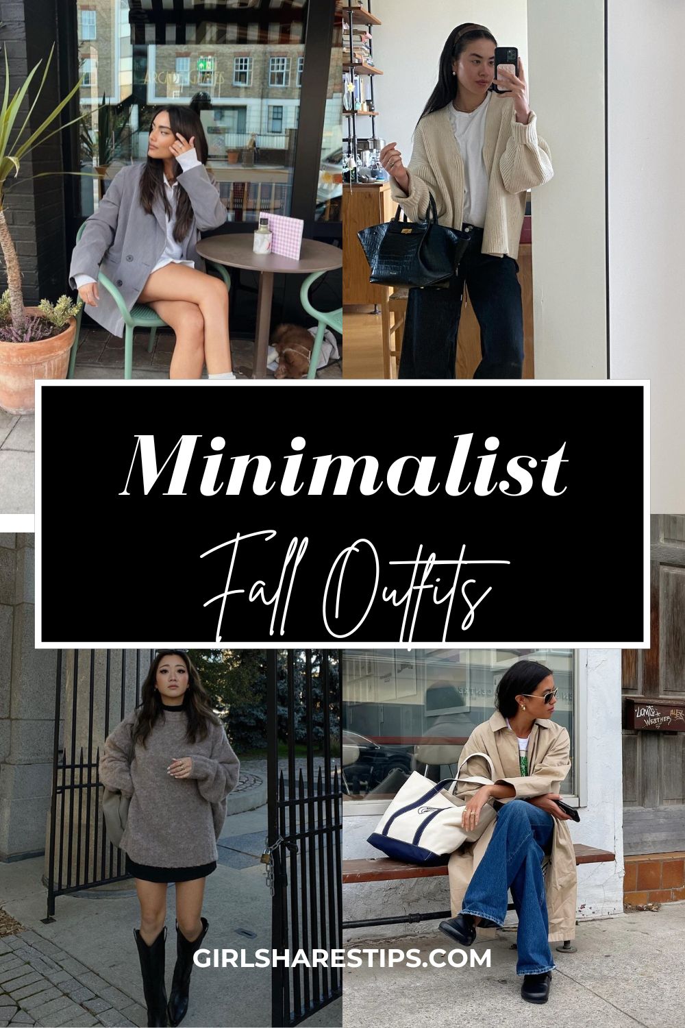 fall minimalist outfits collage