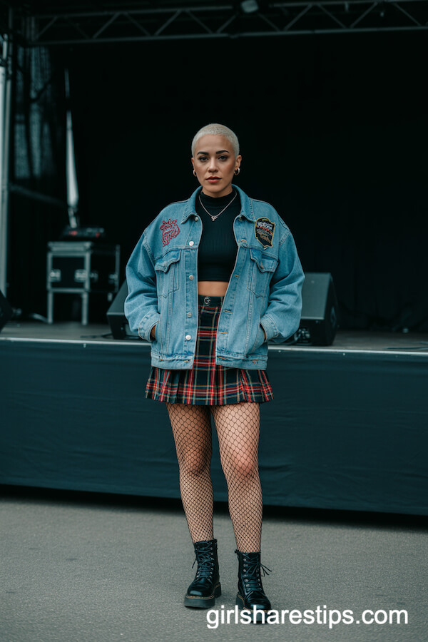 Plaid Mini Skirt & Crop Top