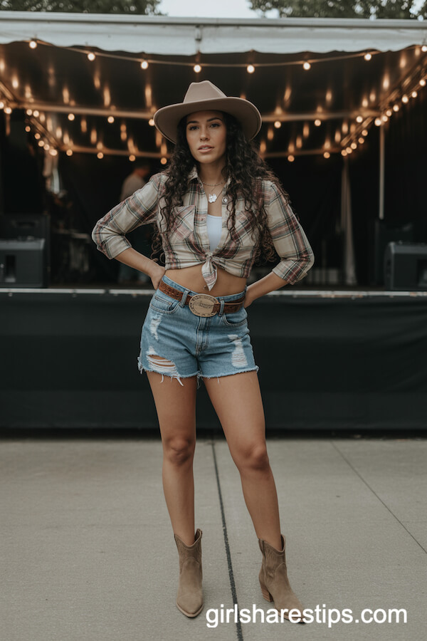 Distressed Shorts Cowboy Hat