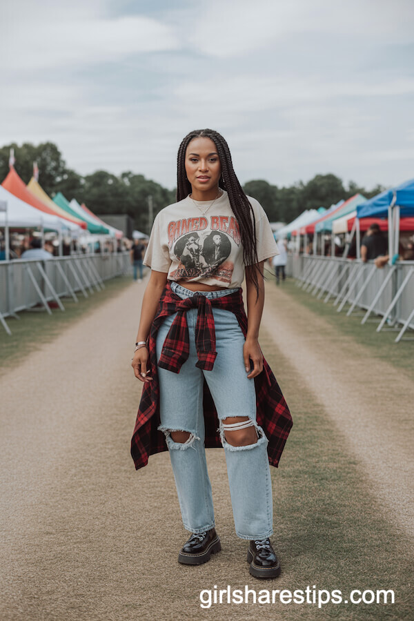 Vintage Band Tee & Ripped Jeans