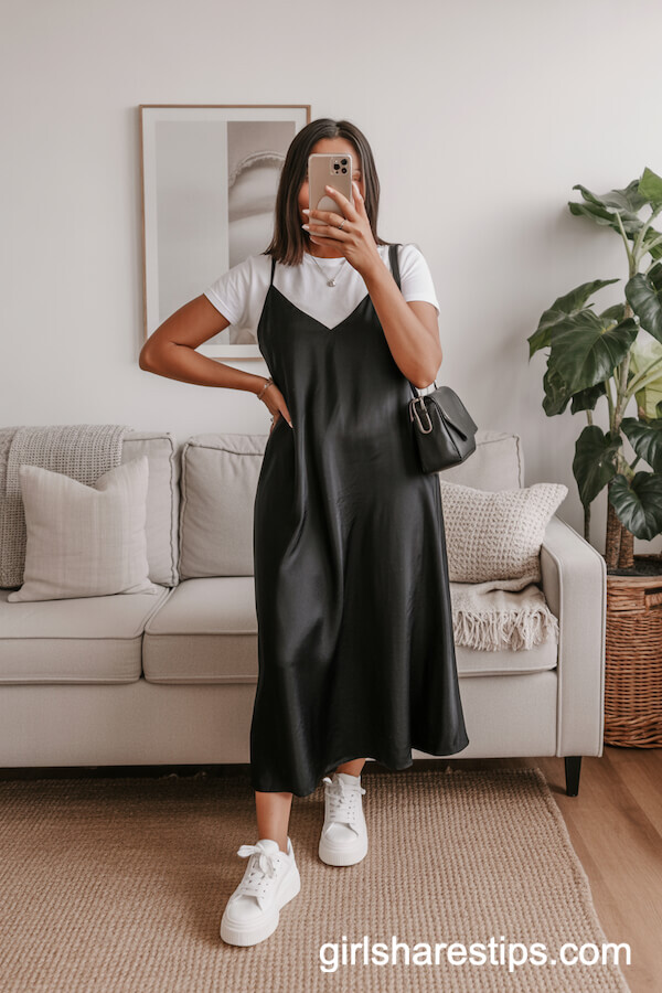Slip Dress & Platform Sneakers