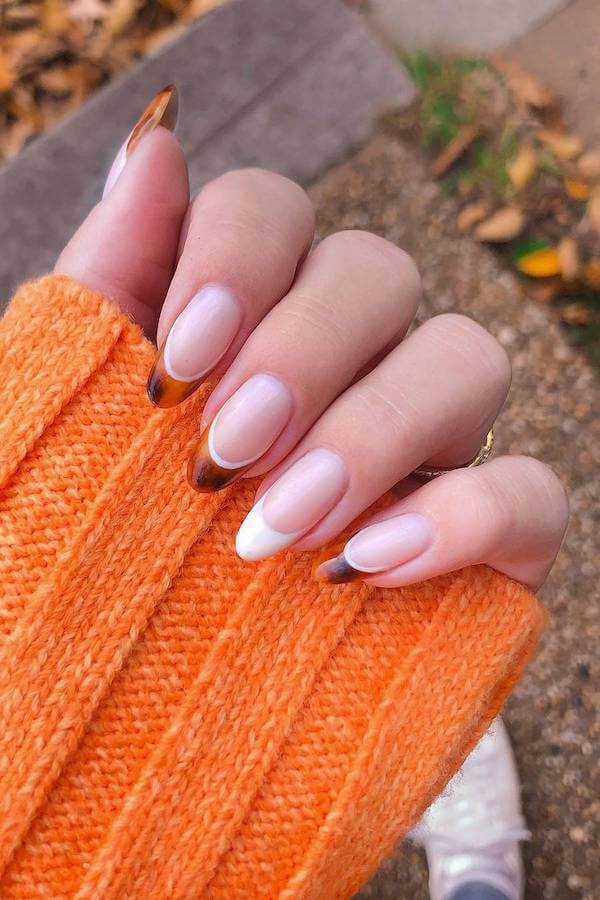 Tortoise Shell French Tip Nails
