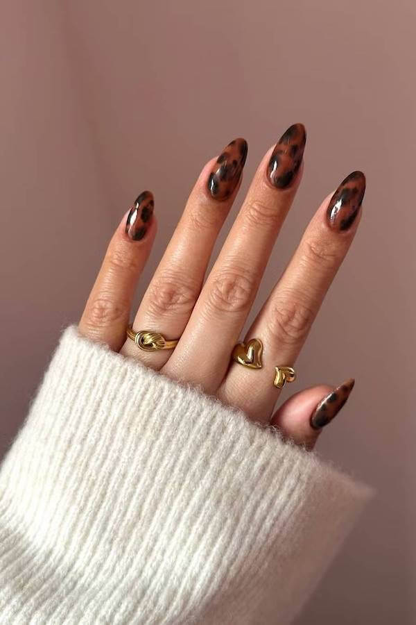 Classic Almond Tortoise Shell Nails