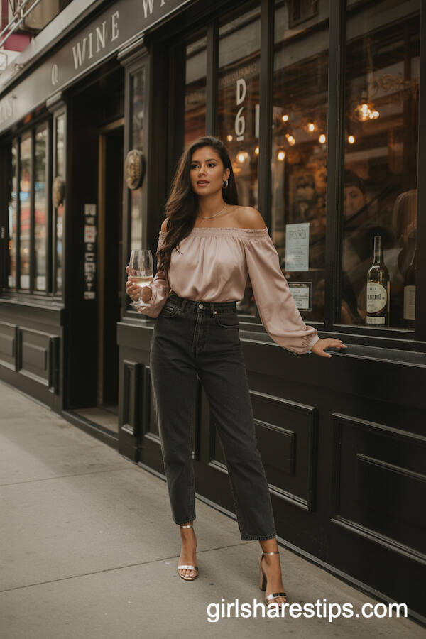 Off-Shoulder Blouse & Denim