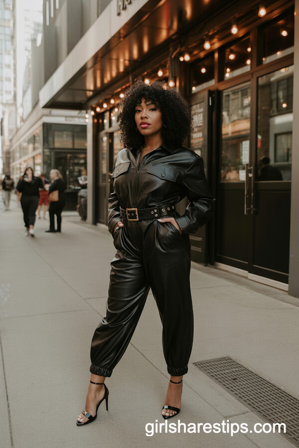 Faux Leather Jumpsuit