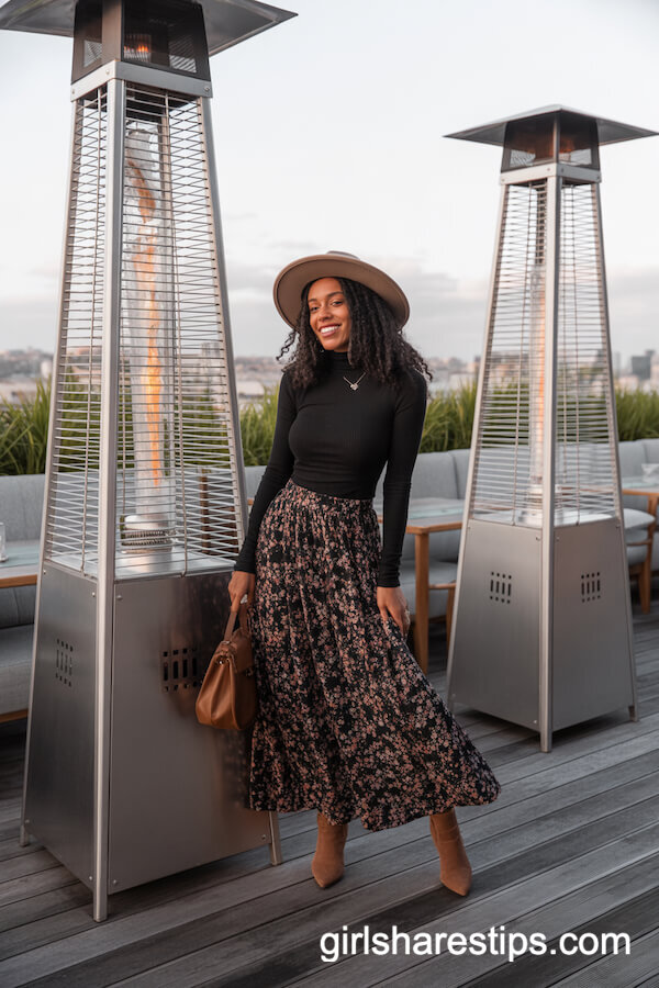 Floral Maxi & Turtleneck