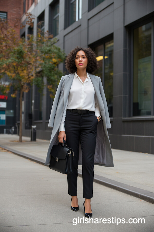 Tailored Black Pants with Structured Coat