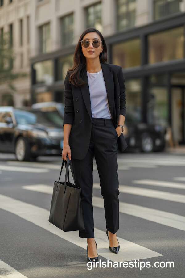 Black Trousers with Fitted Blazer