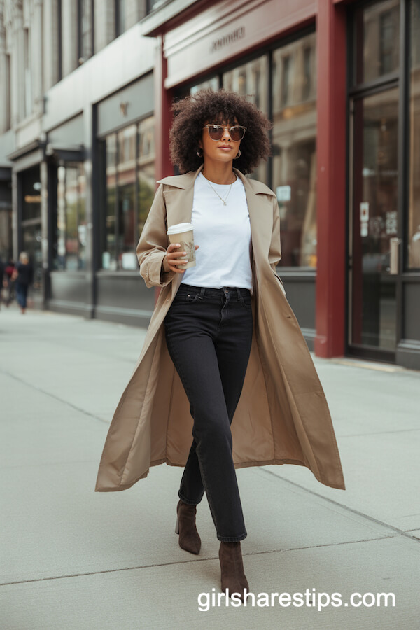 Black Pants with Trench Coat